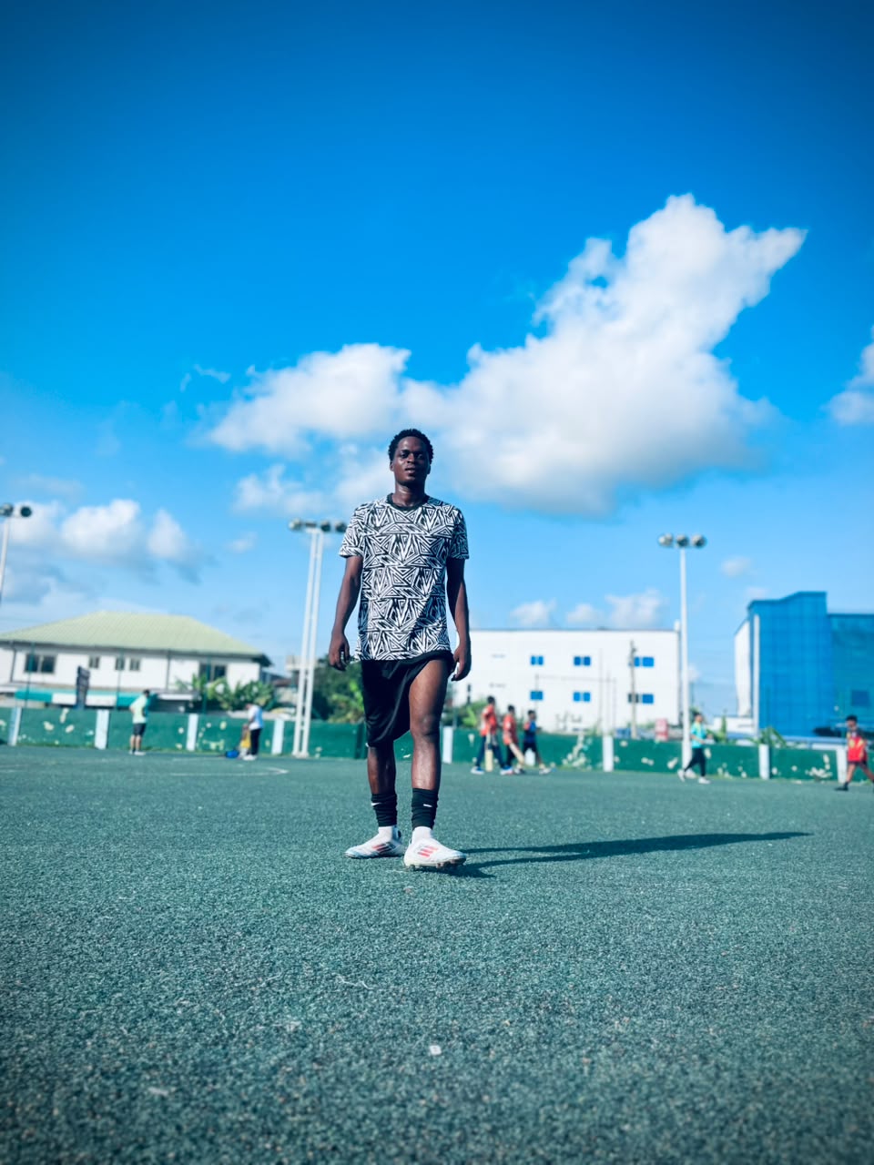Young footballer on a training pitch