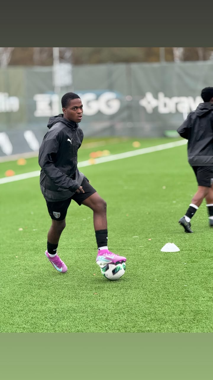 Footballer training with the ball