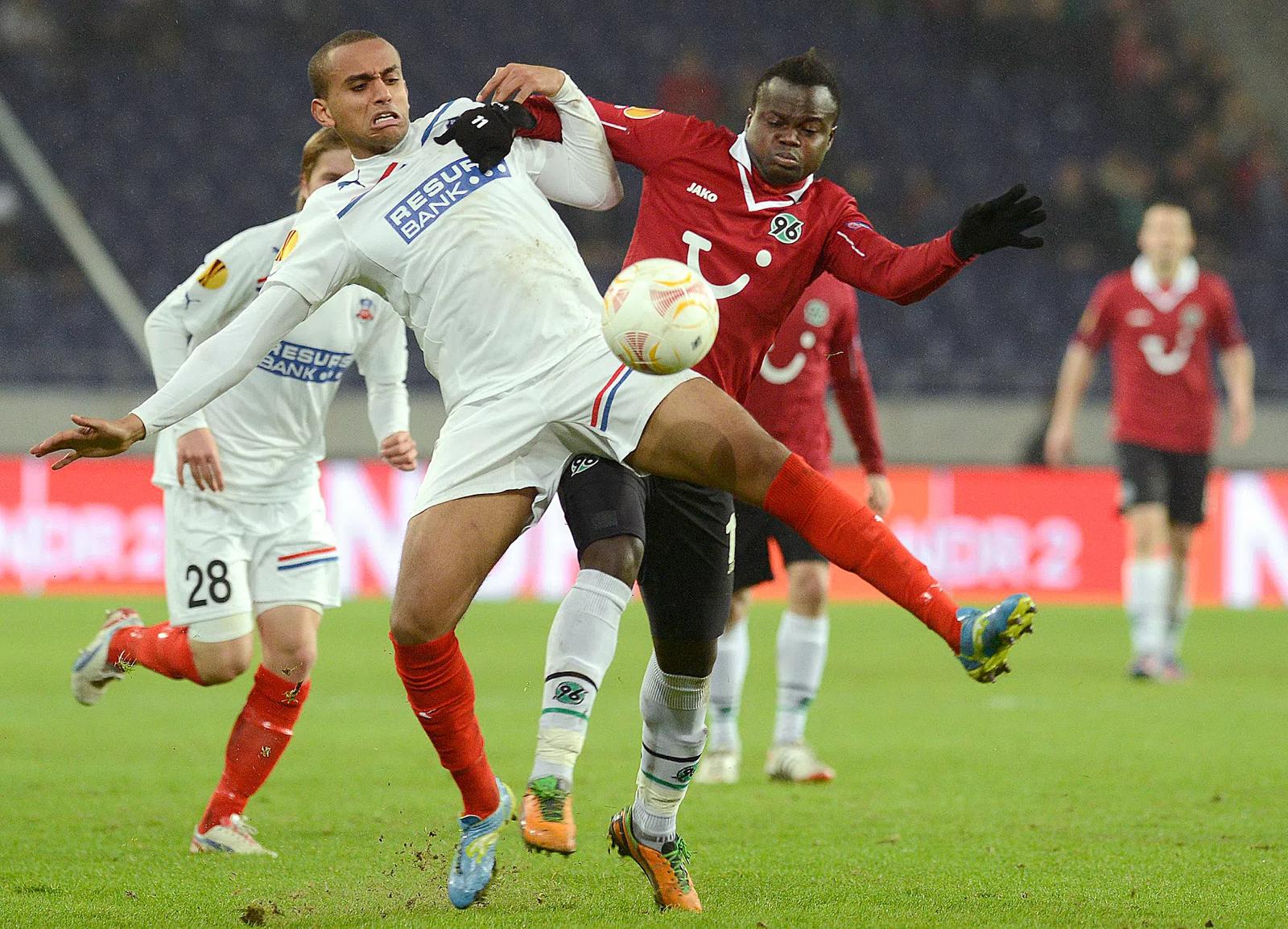 Walid Atta competing for the ball while playing for Helsingborg